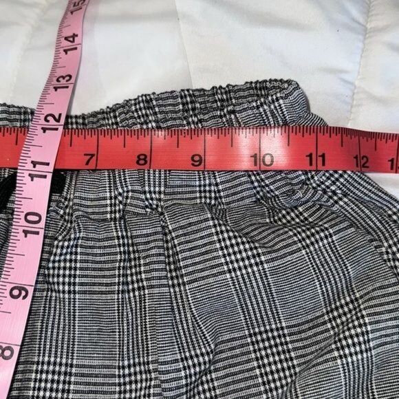 Shein Plaid Elastic Waist Drawstring Pants EU 36 / US 4 S Black & White Cotton/P - Picture 10 of 11
